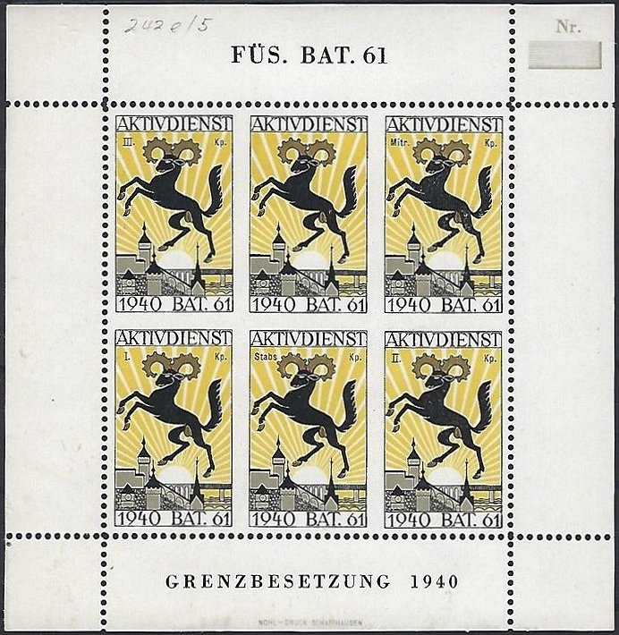 Schweiz Suisse Switzerland Soldatenmarken Eisenbahn Soldier Stamps Railway Infanterie Bat.61